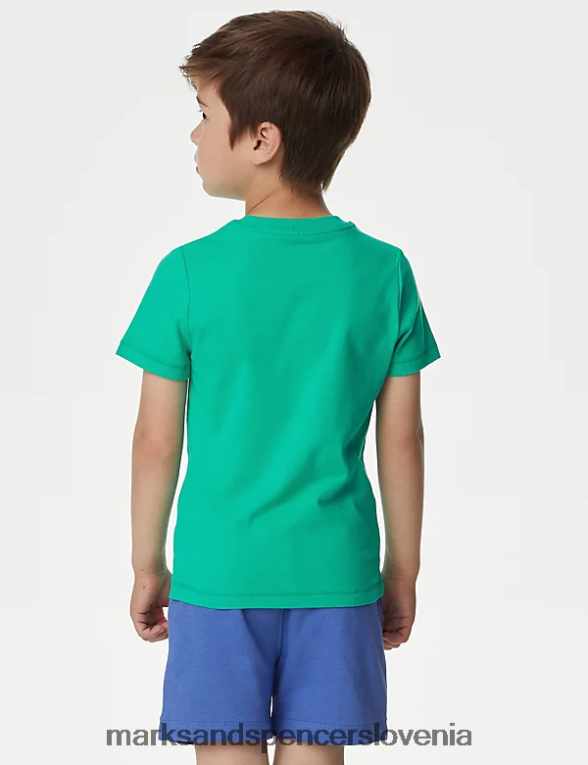 2pk čiste bombažne majice z dinozavri zelena mešanica Marks & Spencer oblačila otroci 6T8F6X7889