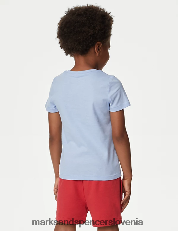 2pk čiste bombažne rolke in navadne majice modra mešanica Marks & Spencer oblačila otroci 6T8F6X7850