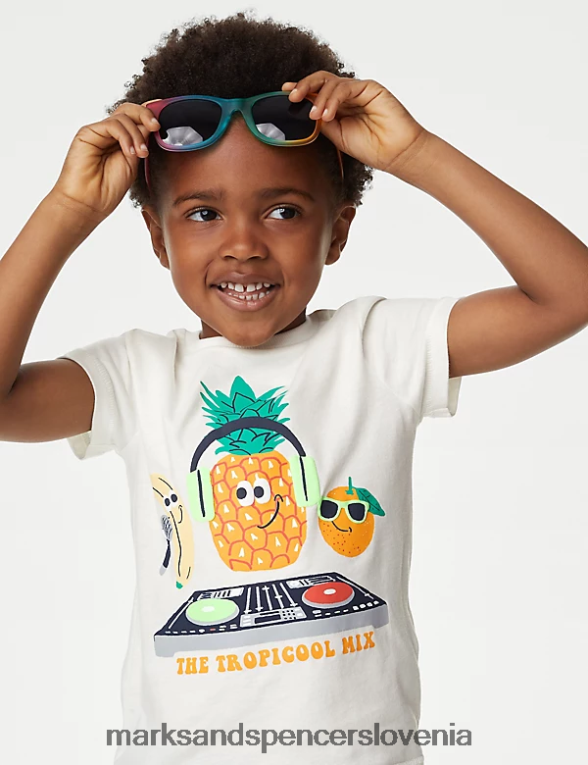 2pk čisti bombažni ananas in navadne majice s kratkimi rokavi pomarančna mešanica Marks & Spencer oblačila otroci 6T8F6X8106