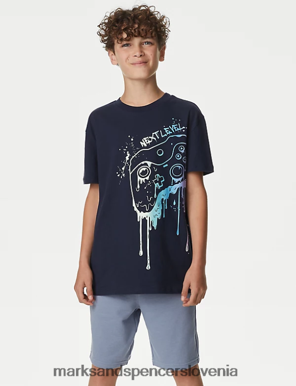 2pk majice za igralce iz čistega bombaža mornarska mešanica Marks & Spencer oblačila otroci 6T8F6X7847