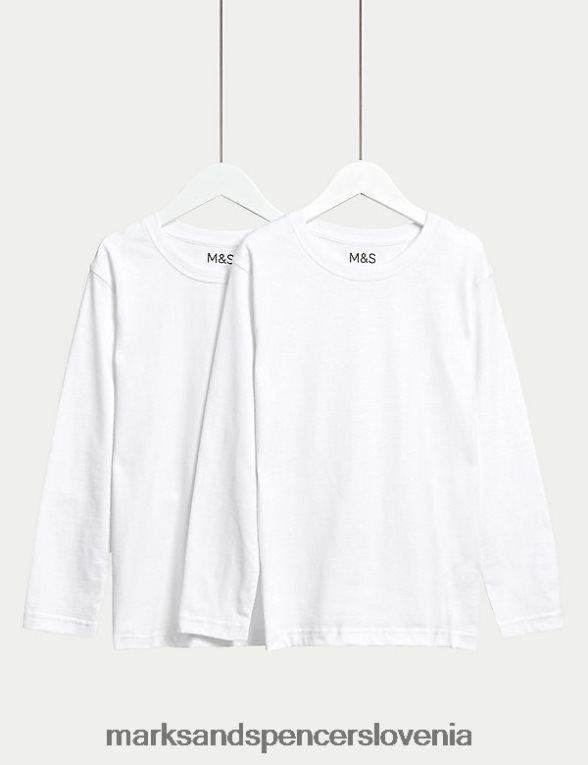 2pk šolske majice iz čistega bombaža bela Marks & Spencer oblačila otroci 6T8F6X7819