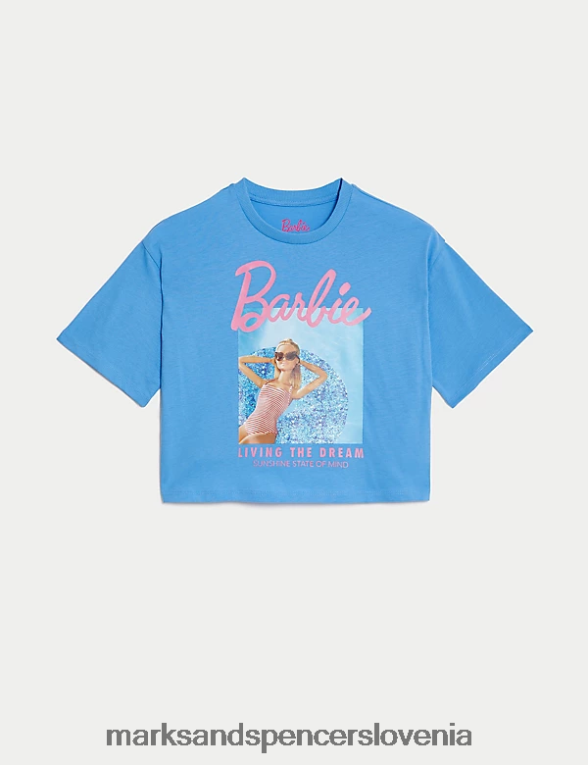 Barbie majica iz čistega bombaža modra Marks & Spencer oblačila otroci 6T8F6X8938