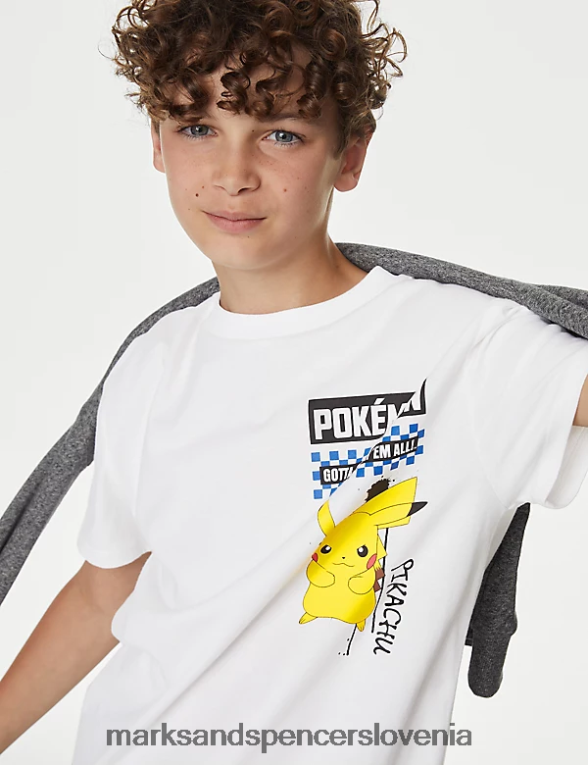 Pokemon majica iz čistega bombaža bela mešanica Marks & Spencer oblačila otroci 6T8F6X7958