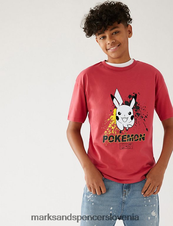 Pokemon majica iz čistega bombaža rdeča mešanica Marks & Spencer oblačila otroci 6T8F6X8373