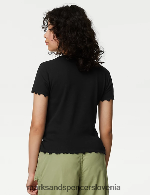 bombažna majica s kratkimi rokavi Črna Marks & Spencer oblačila otroci 6T8F6X9096