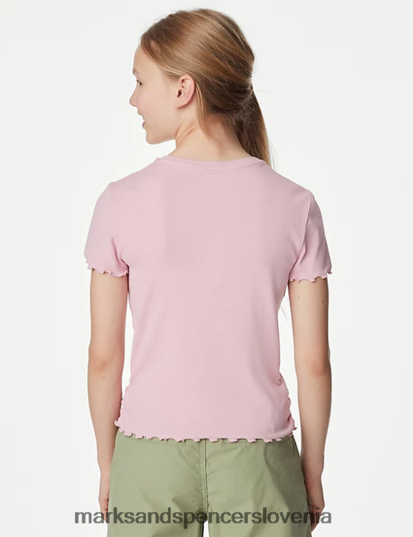 bombažna majica s kratkimi rokavi roza Marks & Spencer oblačila otroci 6T8F6X9380