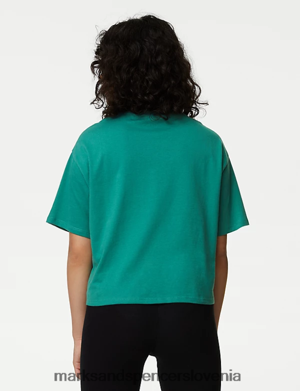 grafična majica mir iz čistega bombaža zelena Marks & Spencer oblačila otroci 6T8F6X9153