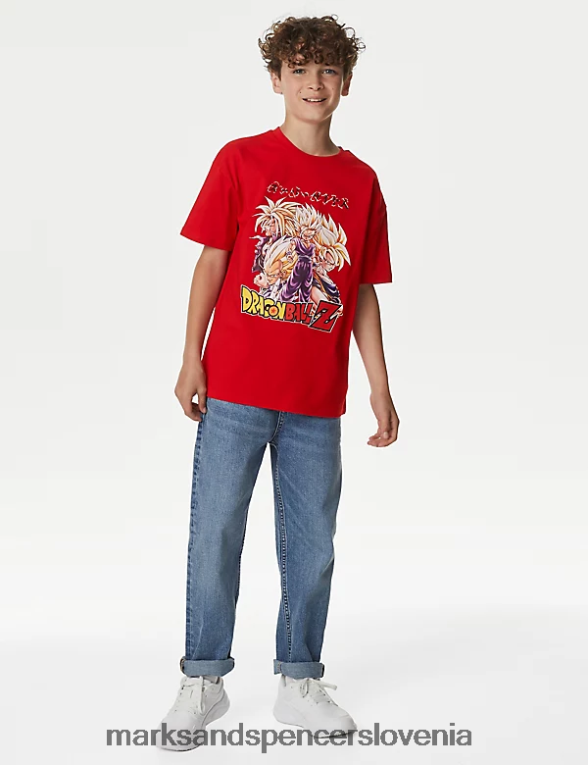 majica Dragon Ball z iz čistega bombaža rdeča mešanica Marks & Spencer oblačila otroci 6T8F6X8498