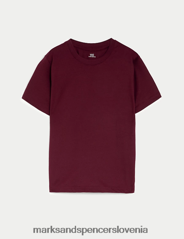 majica iz čistega bombaža bordo Marks & Spencer oblačila otroci 6T8F6X8782