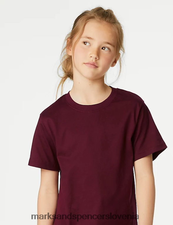 majica iz čistega bombaža bordo Marks & Spencer oblačila otroci 6T8F6X8782