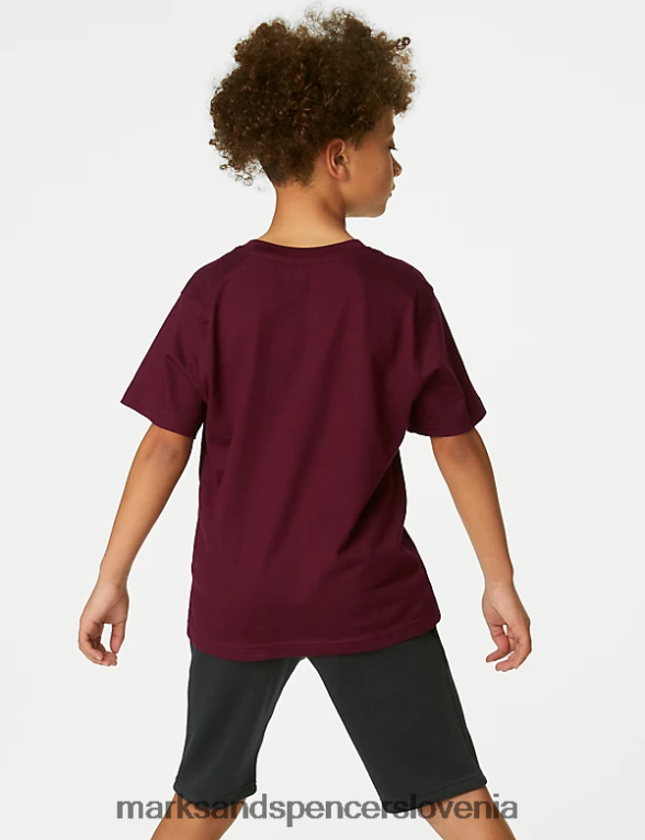 majica iz čistega bombaža bordo Marks & Spencer oblačila otroci 6T8F6X8782