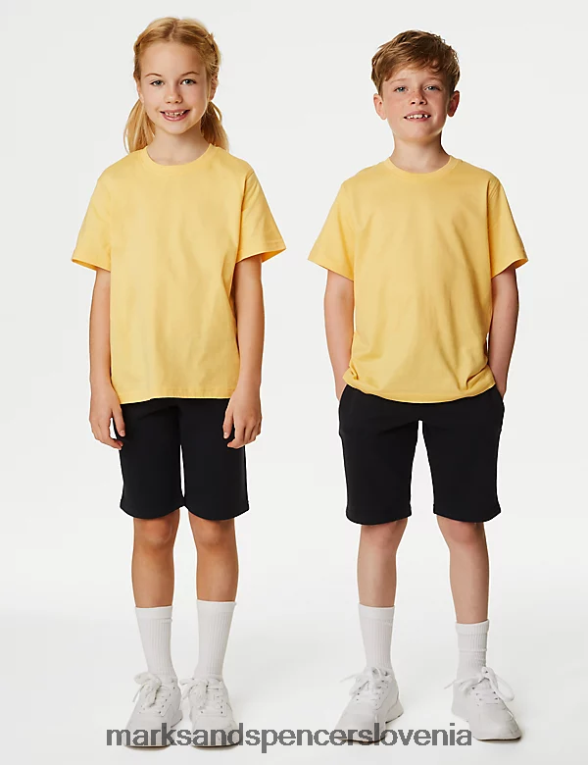 majica iz čistega bombaža rumena Marks & Spencer oblačila otroci 6T8F6X8518