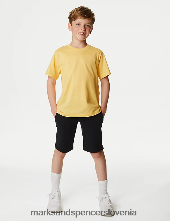 majica iz čistega bombaža rumena Marks & Spencer oblačila otroci 6T8F6X8518