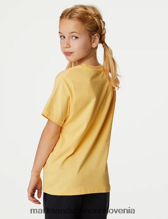 majica iz čistega bombaža rumena Marks & Spencer oblačila otroci 6T8F6X8518