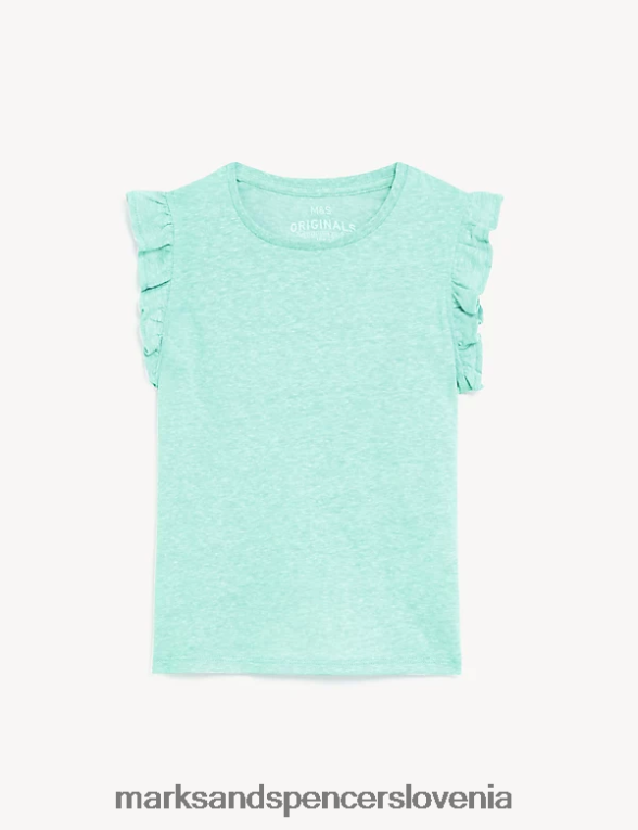majica iz mešanice bombaža aqua Marks & Spencer oblačila otroci 6T8F6X9440