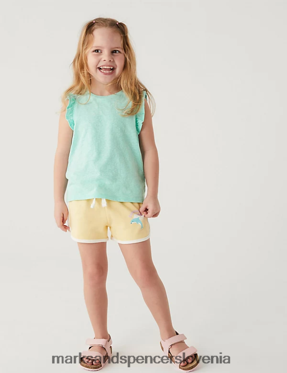 majica iz mešanice bombaža aqua Marks & Spencer oblačila otroci 6T8F6X9440