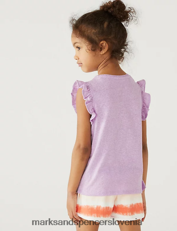 majica iz mešanice bombaža lila Marks & Spencer oblačila otroci 6T8F6X9169