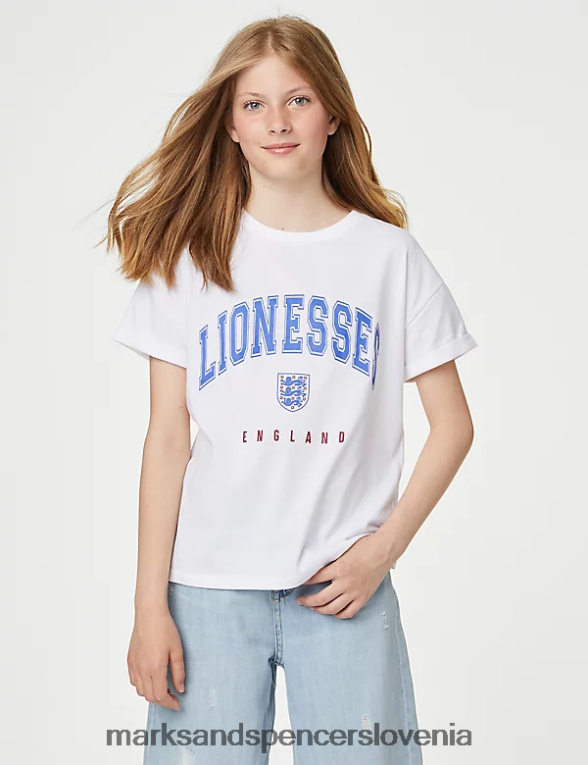 majica mini me england iz čistega bombaža slonovina Marks & Spencer oblačila otroci 6T8F6X9305