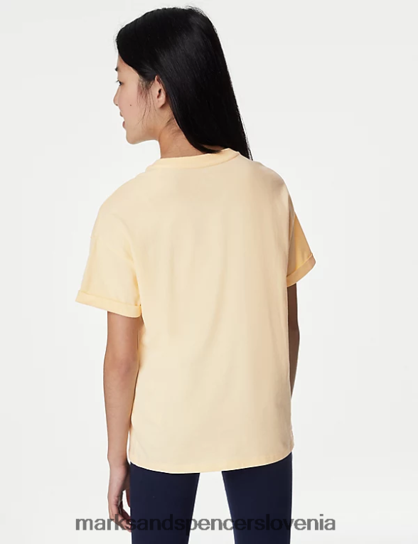 majica s fotografskim potiskom iz čistega bombaža rumena Marks & Spencer oblačila otroci 6T8F6X8930