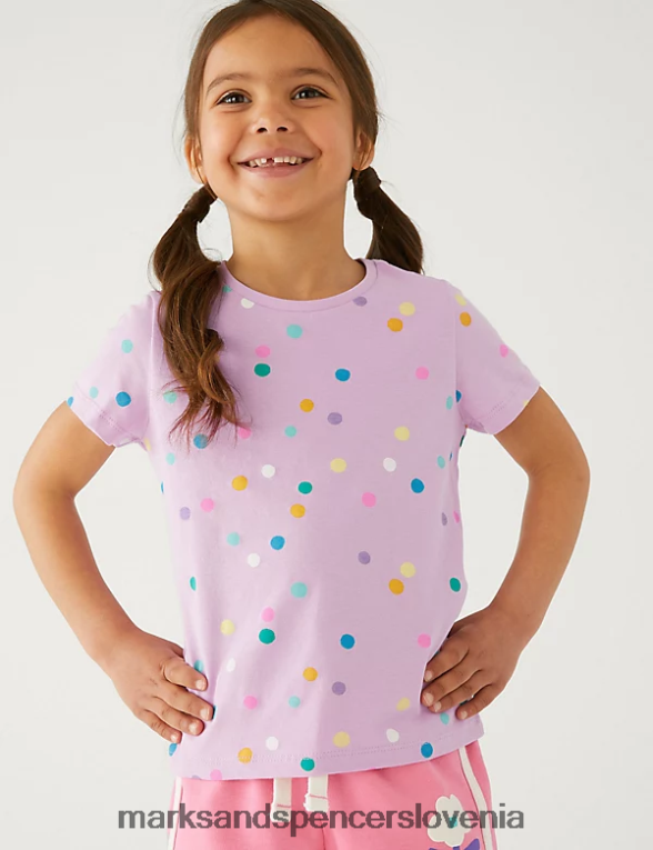 majica s pikami iz čistega bombaža lila Marks & Spencer oblačila otroci 6T8F6X9598