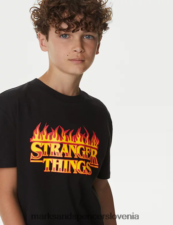 majica stranger things iz čistega bombaža črna mešanica Marks & Spencer oblačila otroci 6T8F6X8080