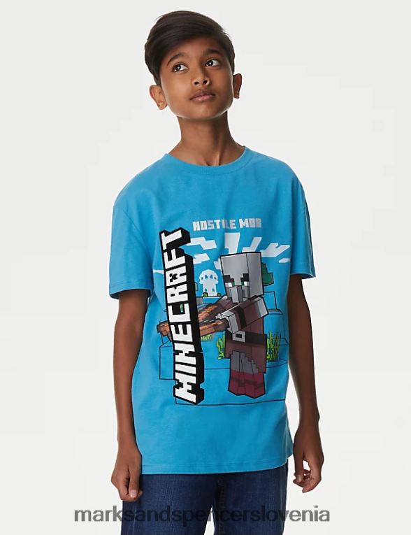 minecraft majica iz čistega bombaža turkizna Marks & Spencer oblačila otroci 6T8F6X8025