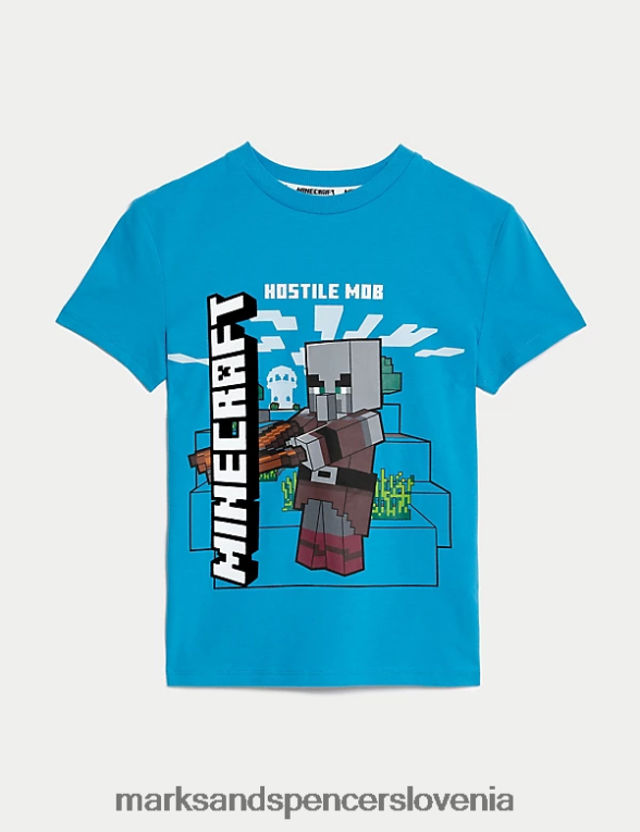 minecraft majica iz čistega bombaža turkizna Marks & Spencer oblačila otroci 6T8F6X8025