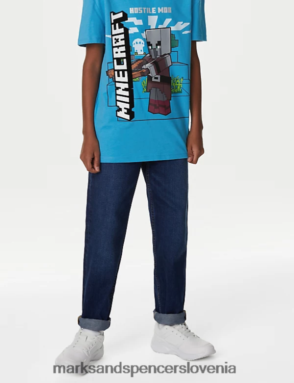 minecraft majica iz čistega bombaža turkizna Marks & Spencer oblačila otroci 6T8F6X8025