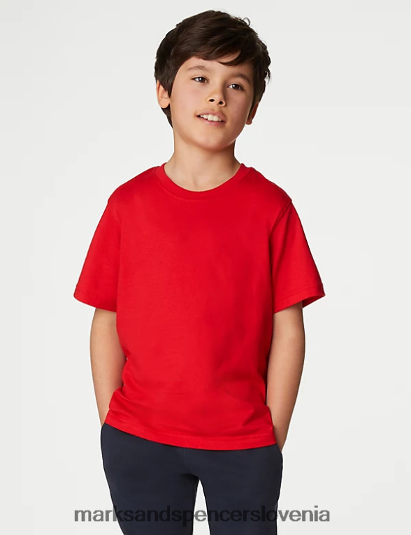šolska majica iz čistega bombaža rdeča Marks & Spencer oblačila otroci 6T8F6X7899