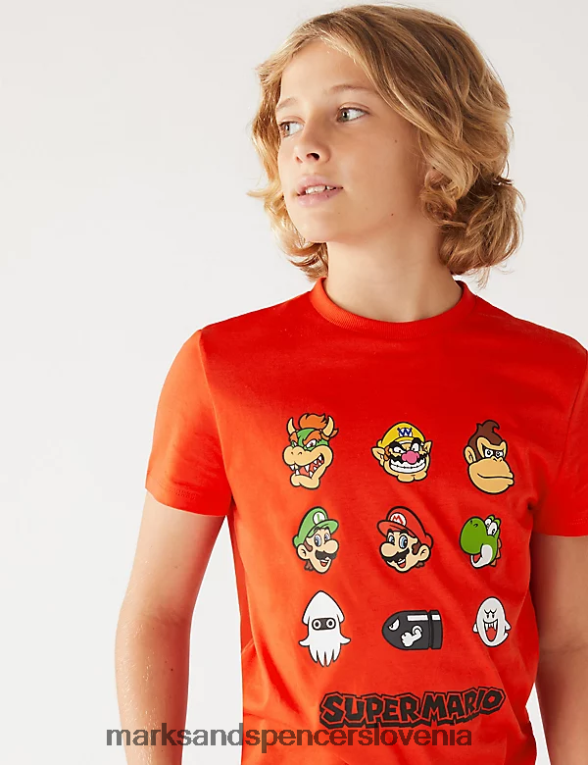 super mario majica iz čistega bombaža rdeča mešanica Marks & Spencer oblačila otroci 6T8F6X8011