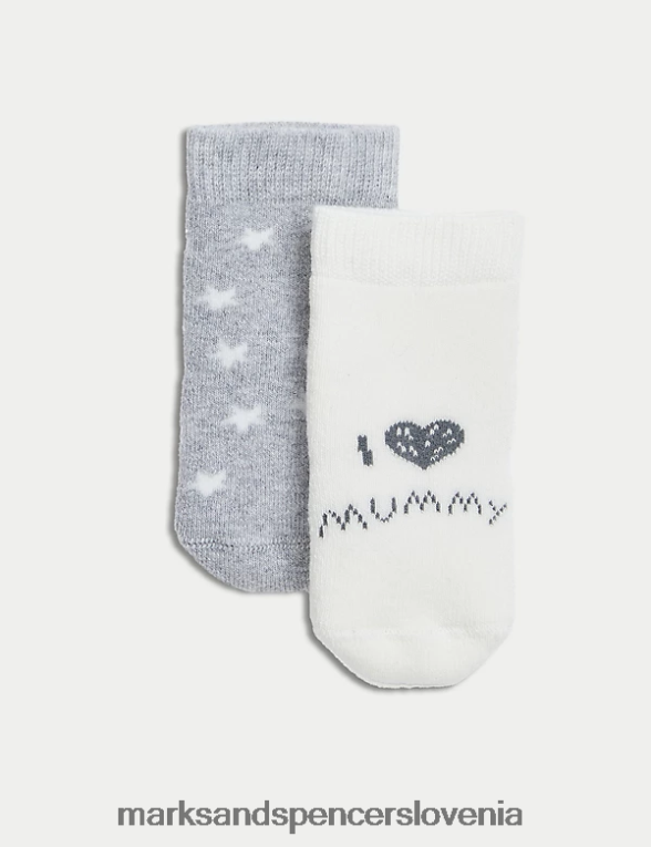 2pk bombažne nogavice z vzorci multi Marks & Spencer oblačila otroci 6T8F6X8150
