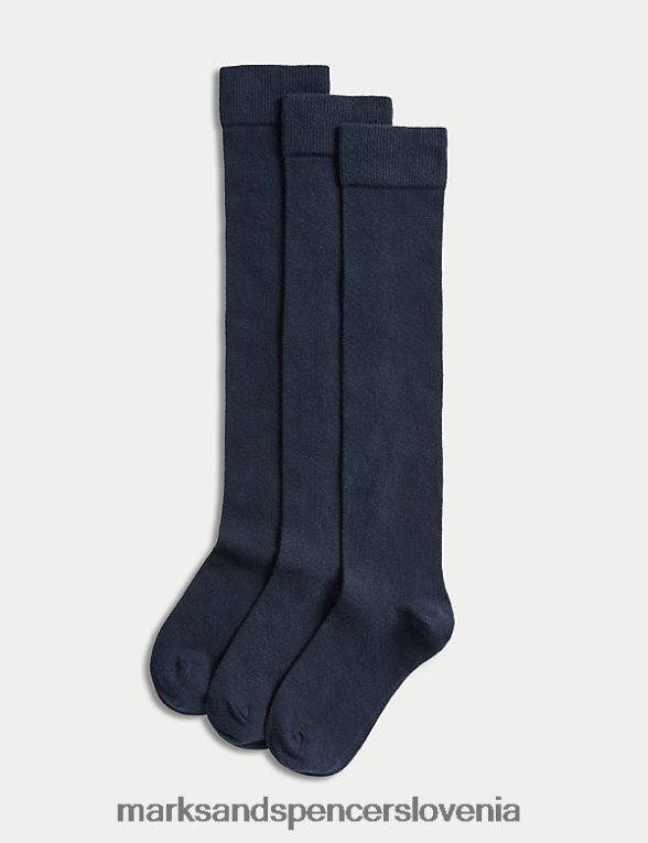 3pk bombažne nogavice čez kolena mornarica Marks & Spencer oblačila otroci 6T8F6X8851