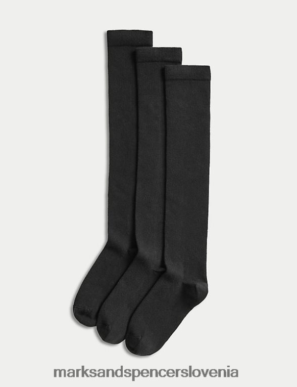 3pk bombažne nogavice čez kolena Črna Marks & Spencer oblačila otroci 6T8F6X9121
