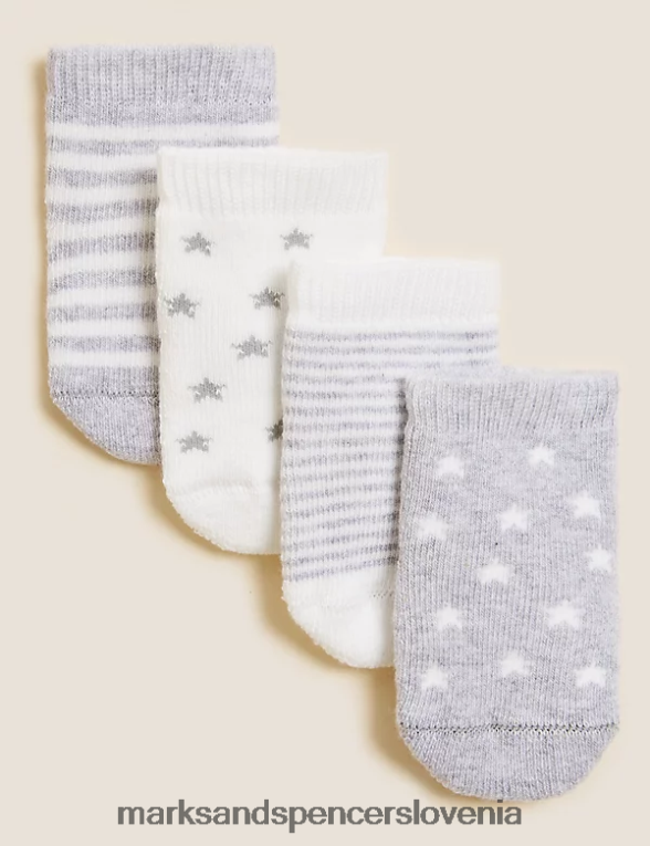 4pk bombažne nogavice iz frotirja siva mešanica Marks & Spencer oblačila otroci 6T8F6X8113