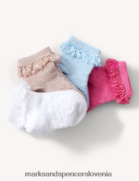 4pk bombažne nogavice z volančki multi Marks & Spencer oblačila otroci 6T8F6X9284