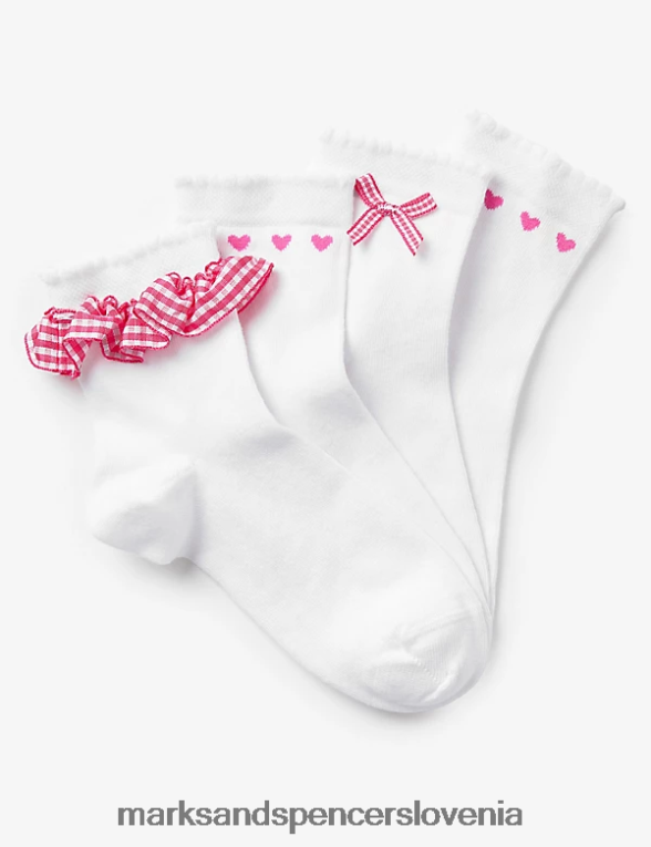 4pk bombažne šolske nogavice roza mešanica Marks & Spencer oblačila otroci 6T8F6X8881