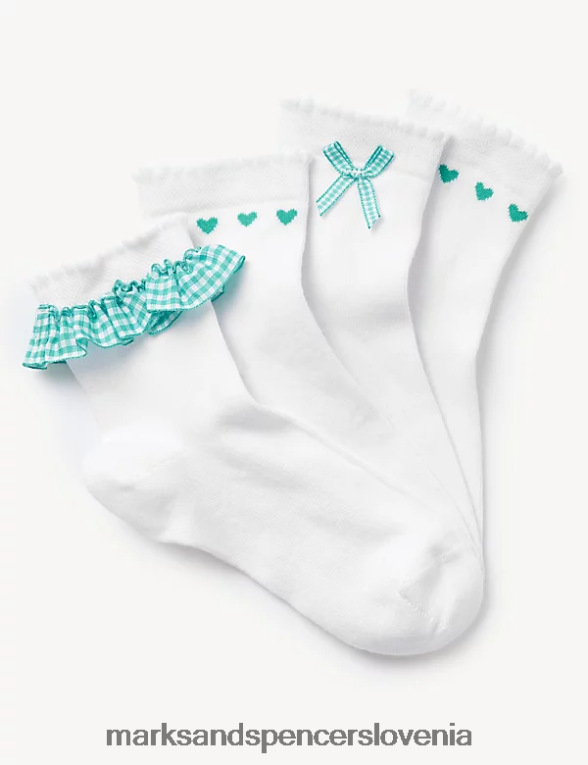 4pk bombažne šolske nogavice zelena mešanica Marks & Spencer oblačila otroci 6T8F6X9304