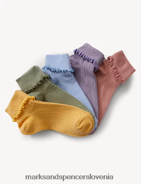 5pk bombažne nogavice z volančki multi Marks & Spencer oblačila otroci 6T8F6X9124