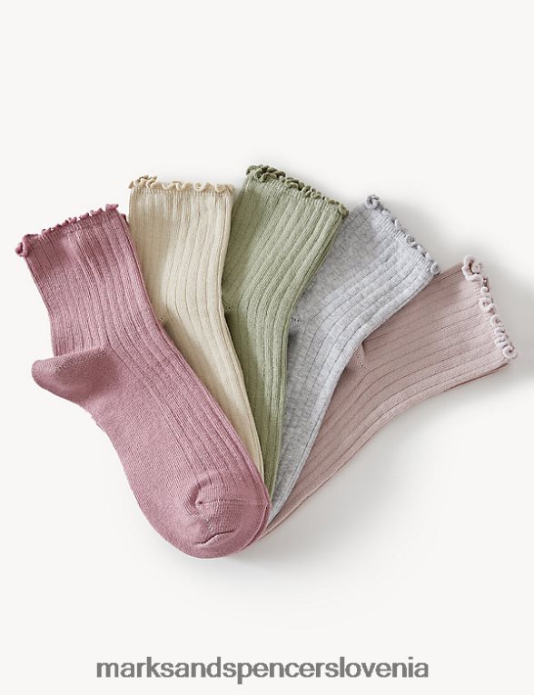 5pk bombažne nogavice z volančki multi Marks & Spencer oblačila otroci 6T8F6X9621