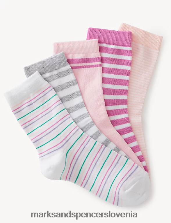 5pk bombažne črtaste nogavice multi Marks & Spencer oblačila otroci 6T8F6X9035