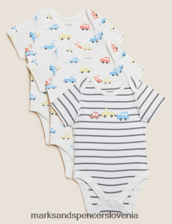 3pk bombažni transportni bodiji mešanica smetane Marks & Spencer oblačila otroci 6T8F6X7269
