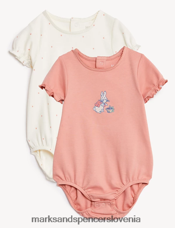 Bodi peter rabbit iz čistega bombaža iz 2 kosov roza mešanica Marks & Spencer oblačila otroci 6T8F6X7717
