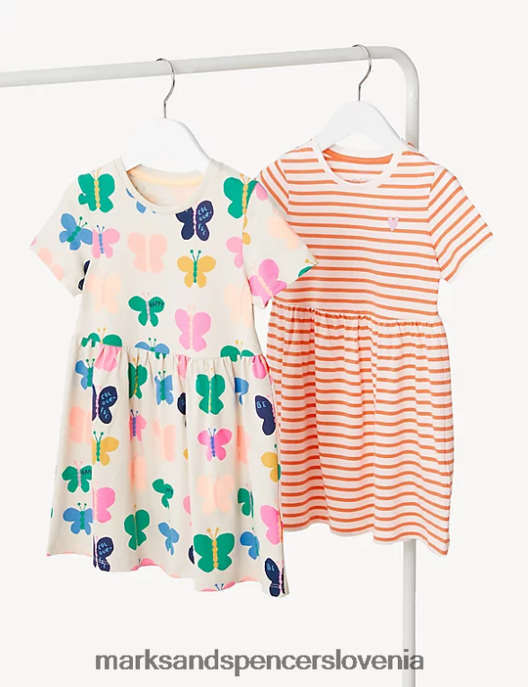 2pk obleke z vzorcem iz čistega bombaža multi Marks & Spencer oblačila otroci 6T8F6X8973