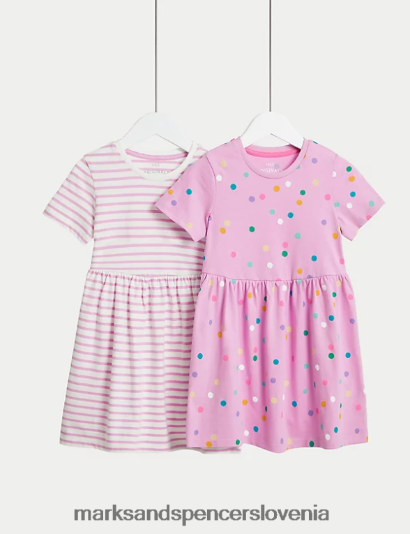 2pk potiskane obleke iz čistega bombaža multi Marks & Spencer oblačila otroci 6T8F6X9012