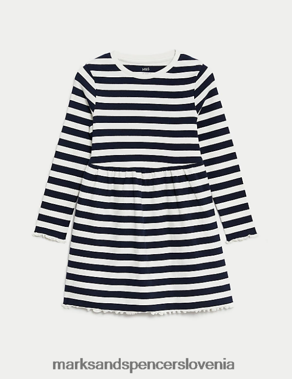 bombažna črtasta obleka multi Marks & Spencer oblačila otroci 6T8F6X9297