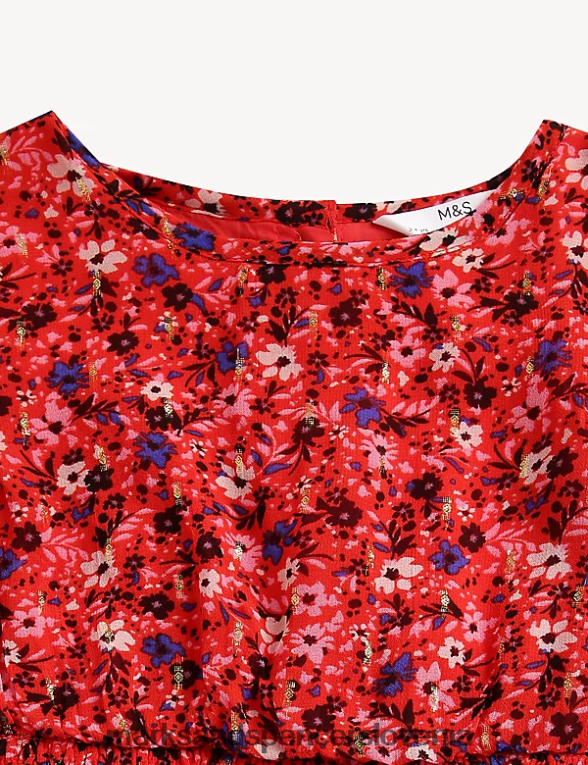 cvetlična obleka rdeča Marks & Spencer oblačila otroci 6T8F6X8879