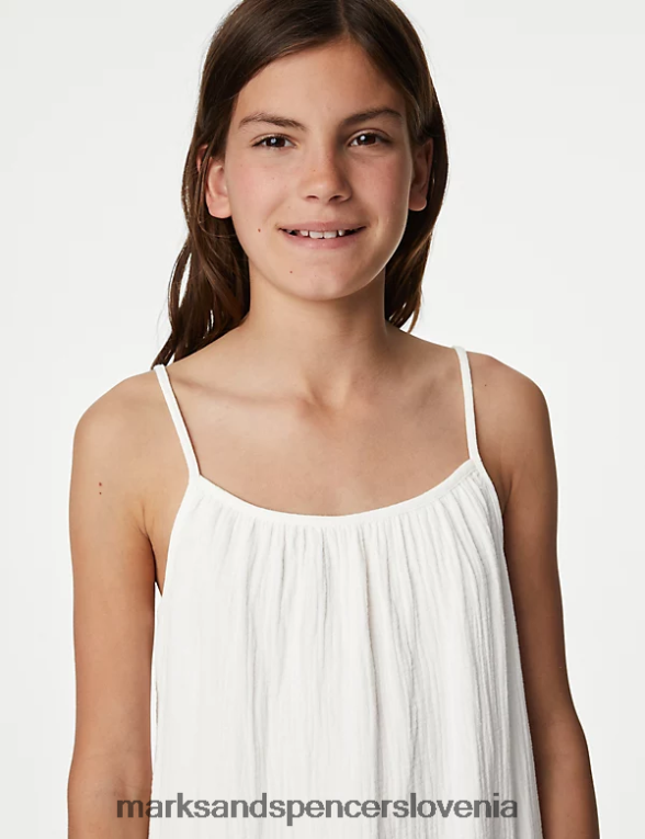 maksi obleka iz čistega bombaža slonovina Marks & Spencer oblačila otroci 6T8F6X9843