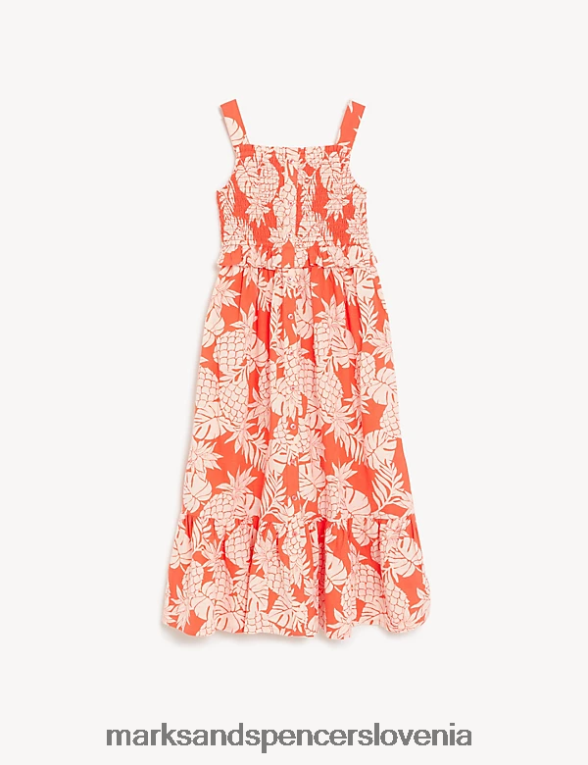maksi obleka s potiskom ananasa iz čistega bombaža oranžna Marks & Spencer oblačila otroci 6T8F6X9439