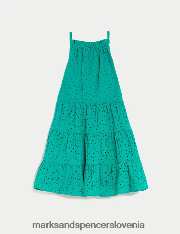 obleka iz čistega bombaža zelena Marks & Spencer oblačila otroci 6T8F6X9454