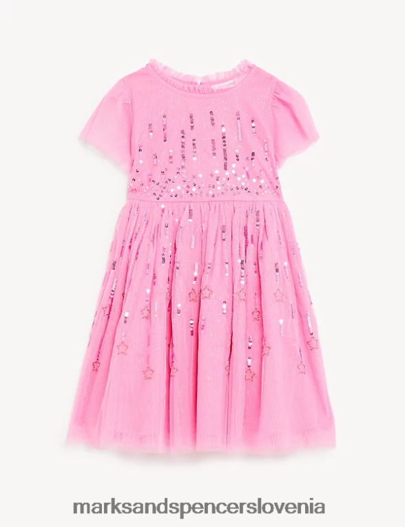 večerna obleka z bleščicami roza Marks & Spencer oblačila otroci 6T8F6X9570